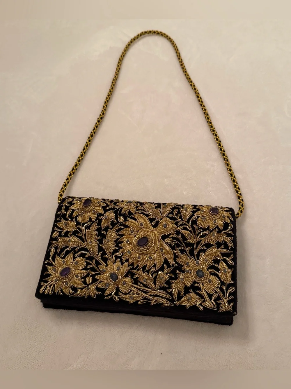 Vintage Zardozi Embroidery Shoulder Clutch Bag